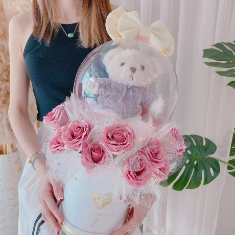 Teddy Bear Bobo Flower Box [Soap Flower]