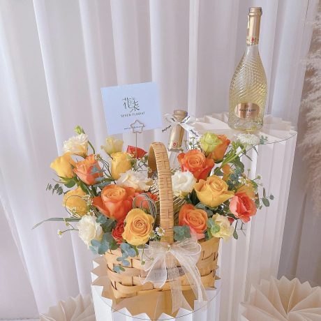 seven florist champagne basket flower energy