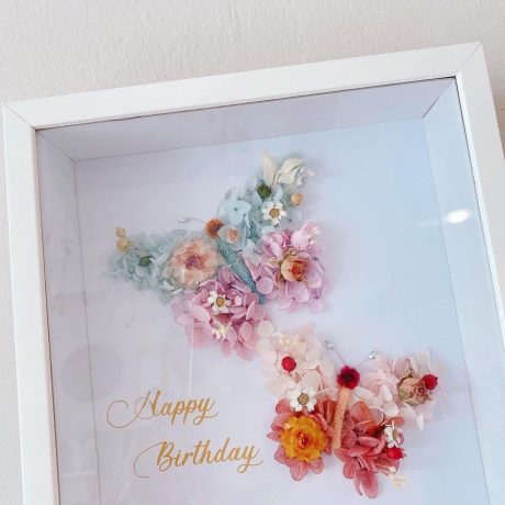 seven florist preserved flowers frame butterflies white 02 1a