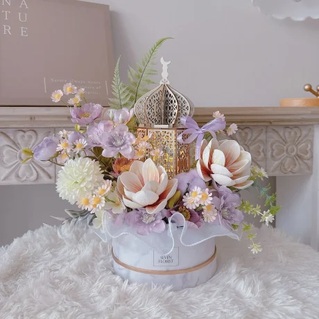 Raya Artificial Flower Box - Wooden Ornament